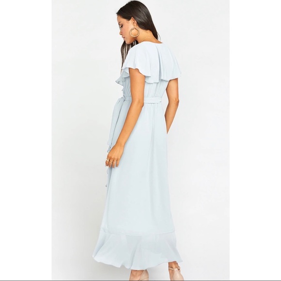 Show Me Your MuMu Jess Ruffle Midi Dress in icy blue chiffon BRAND NEW WITH TAGS - Picture 2 of 3